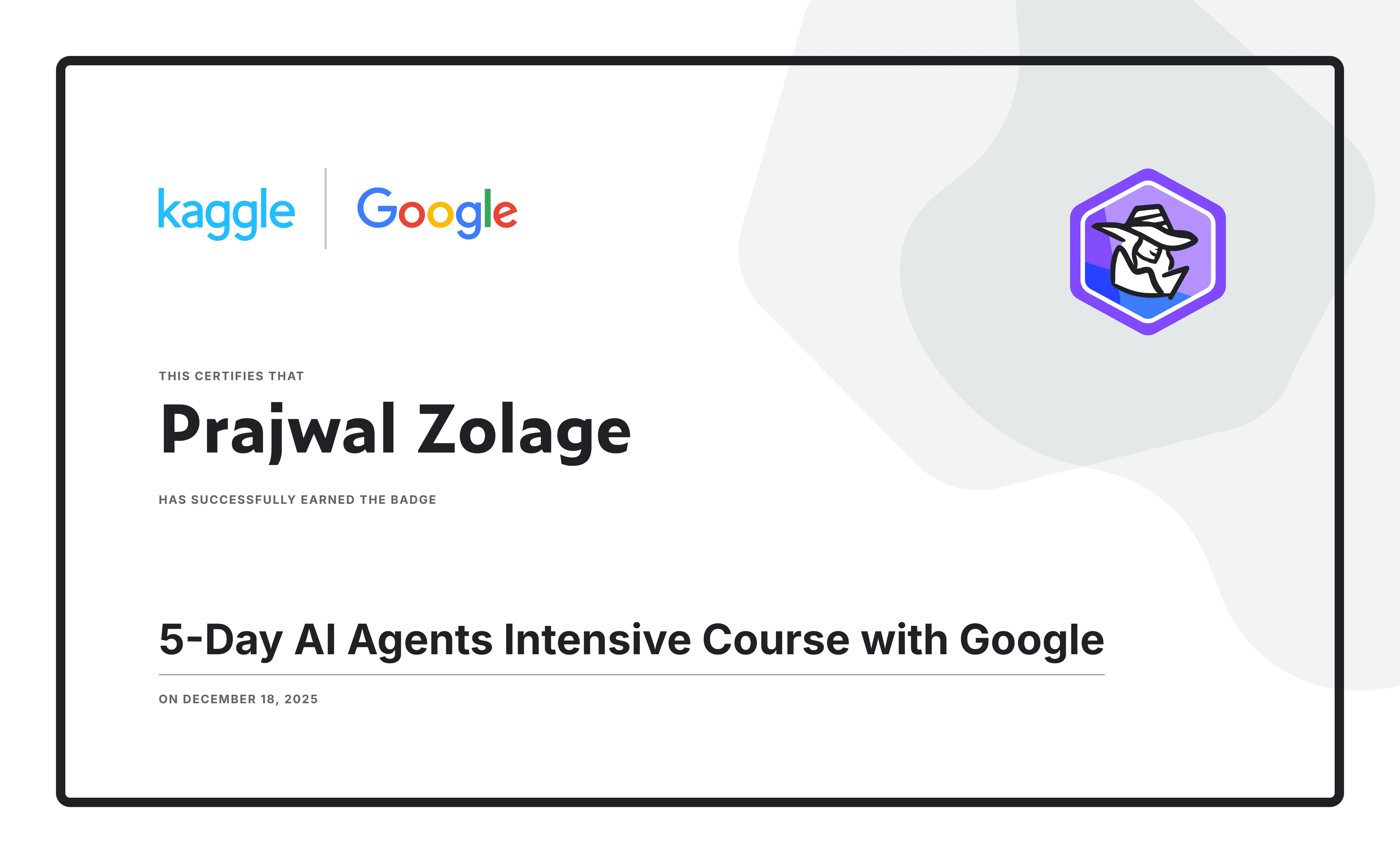 Kaggle AI Agents Certificate